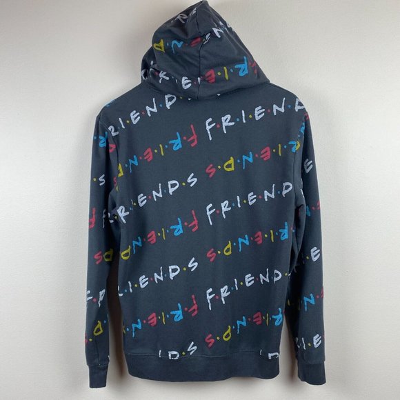 Friends Hoodie Sweatshirt M Gray Multicolor Graphic Pocket Fleece Lined - Picture 5 of 10